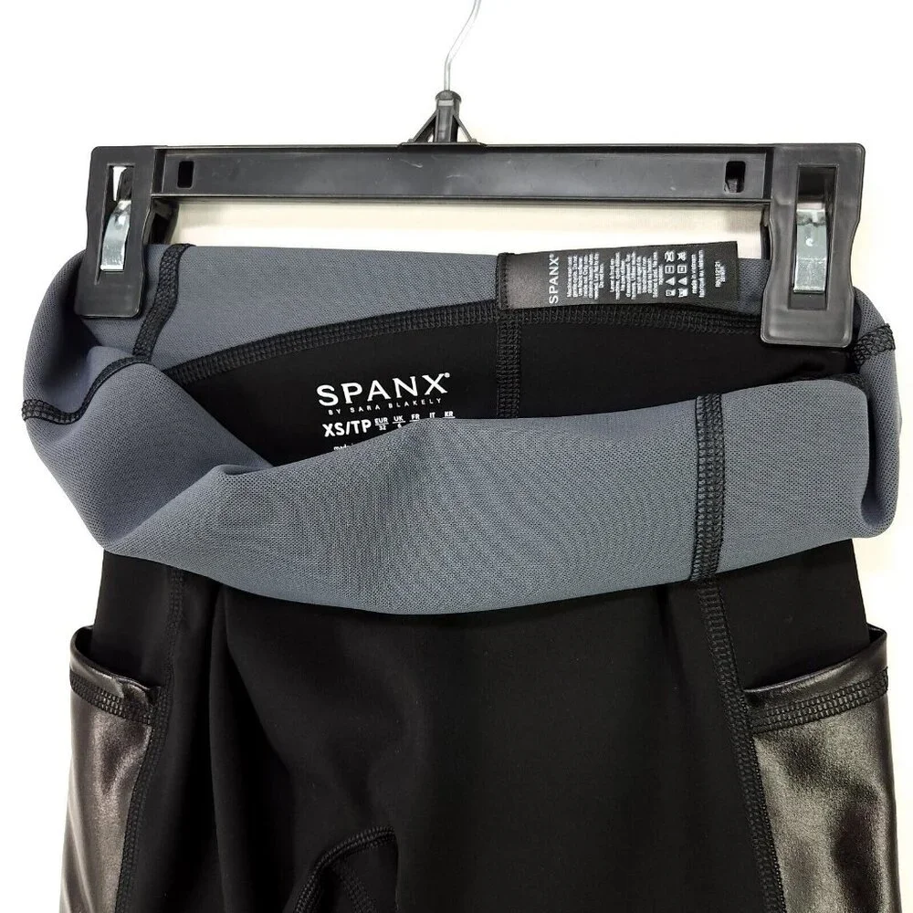 Spanx Every Wear Gloss Pockets Leggings Womens Size XS Very Black Tummy Control - Picture 4 of 16